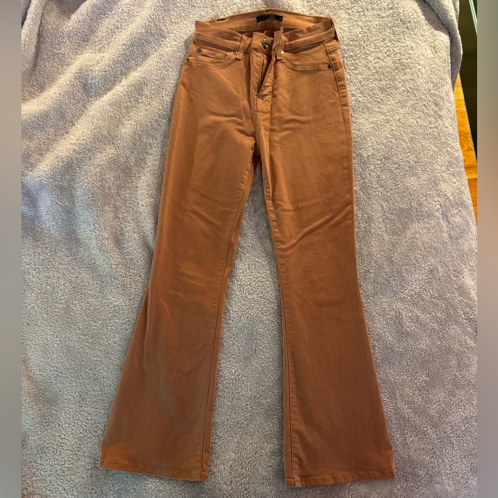 7 For All Mankind High-Rise Camel Brown Flare Jeans
